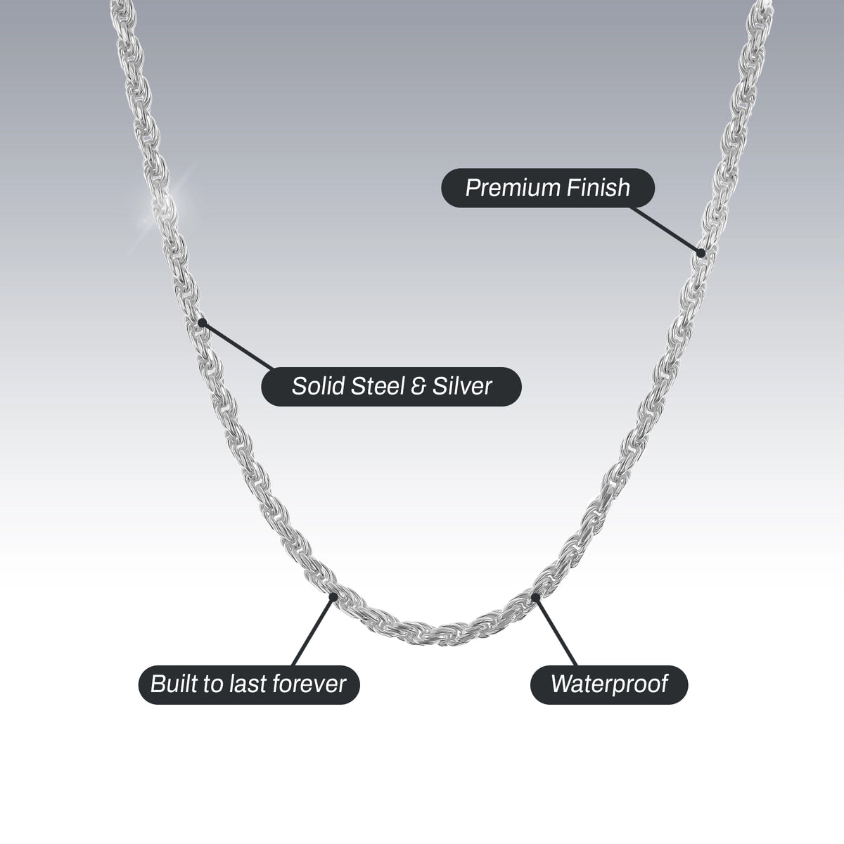 STERLING SILVER ROPE CHAIN