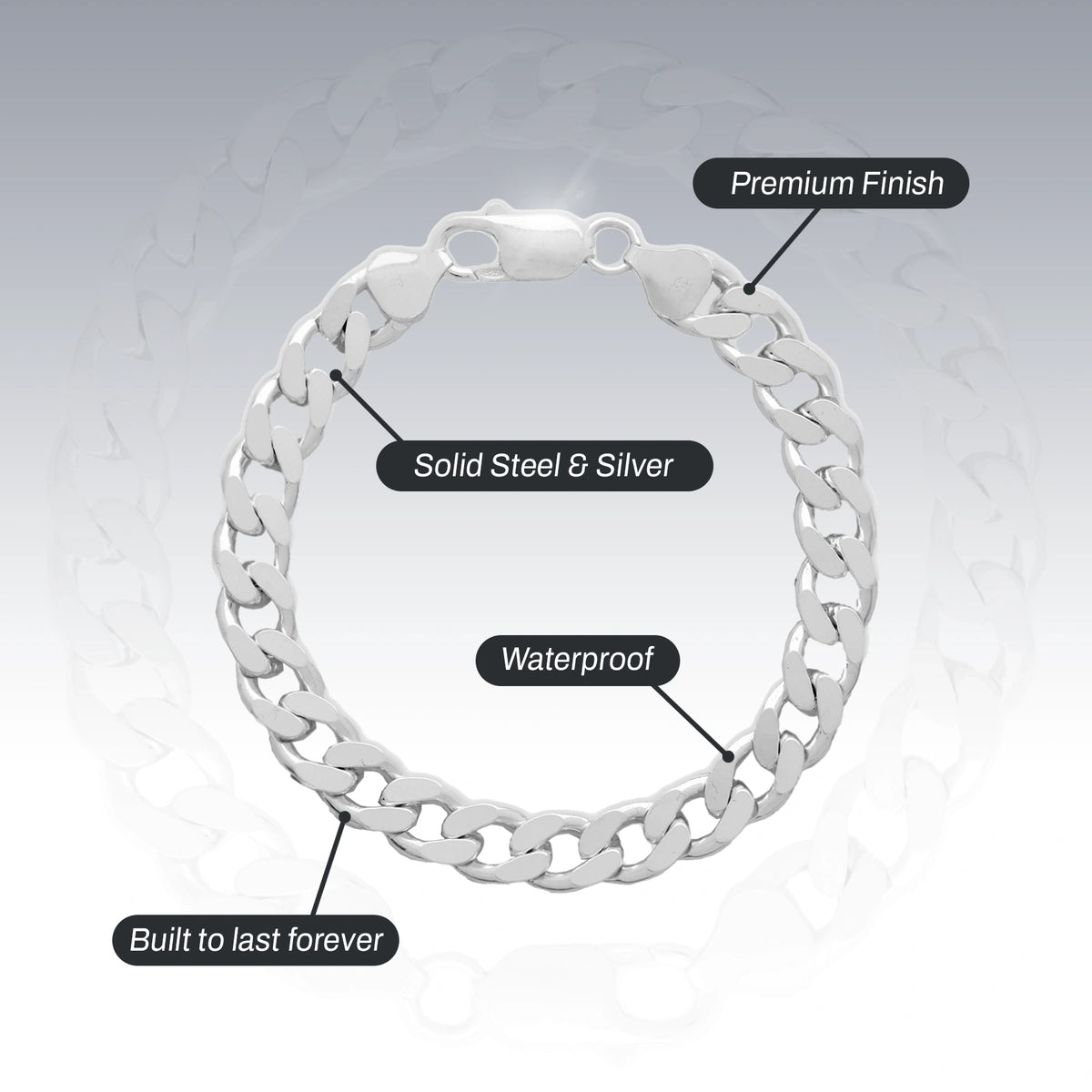 SILVER 8MM CURB BRACELET